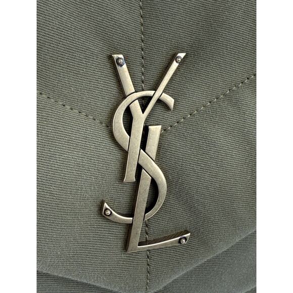 SAINT LAURENT Small Puffer Wool Chevron Quilt Shoulder Bag in Olive Green - Picture 3 of 13